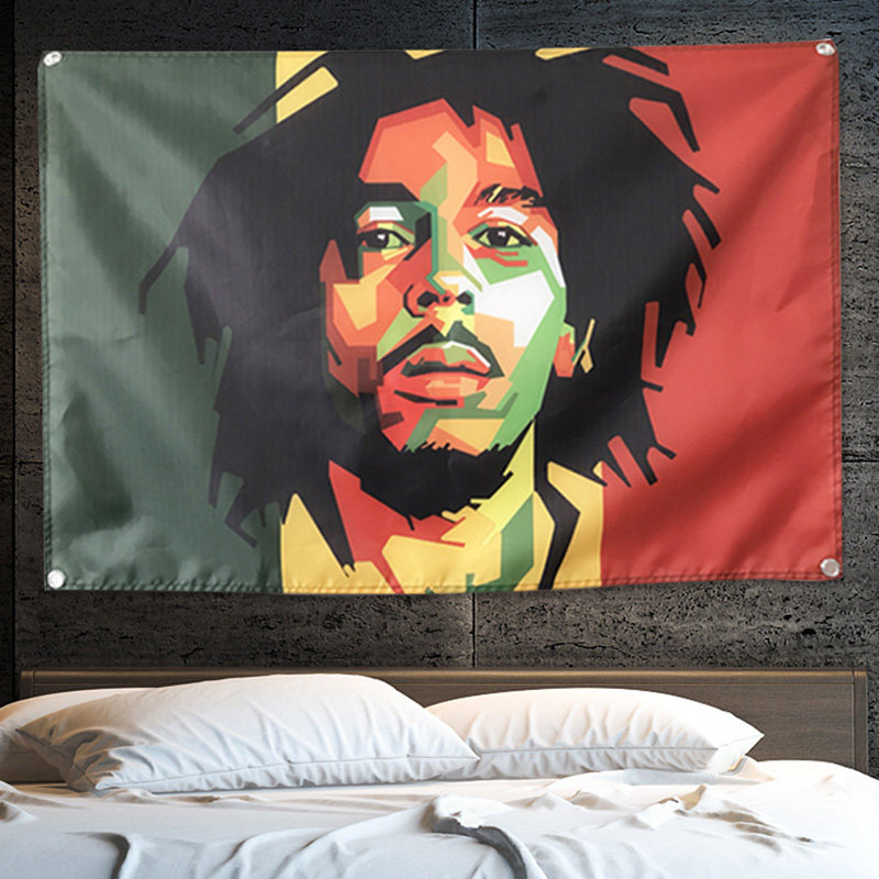 bobmarley雷鬼reggae牙买加摇滚挂布挂旗酒吧主题壁饰