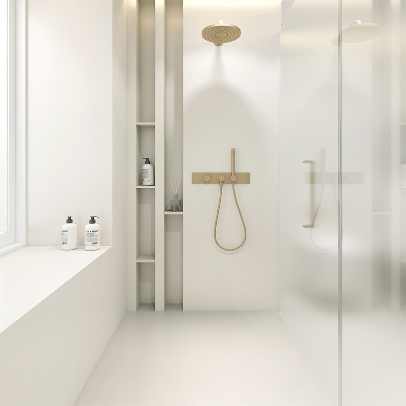 极简轻奢奢风奶油白色通体板岩格栅瓷砖卫生间通体砖