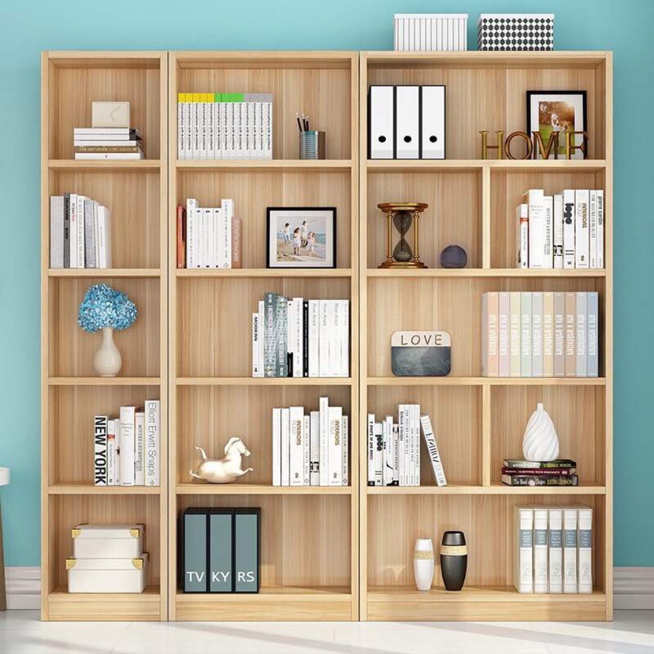 书柜现代书架落地置物架儿童实木学生家用收纳书架