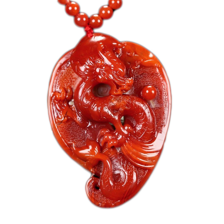 天然正品凉山保山南红玛瑙生肖龙牌子南红吊坠原石挂件男女款