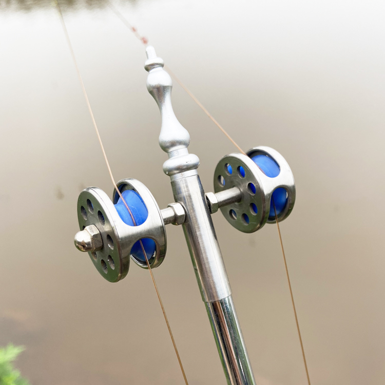 过线四川过河钓上下滑轮平行轮抬钓鱼竿角轮手工台钓竿