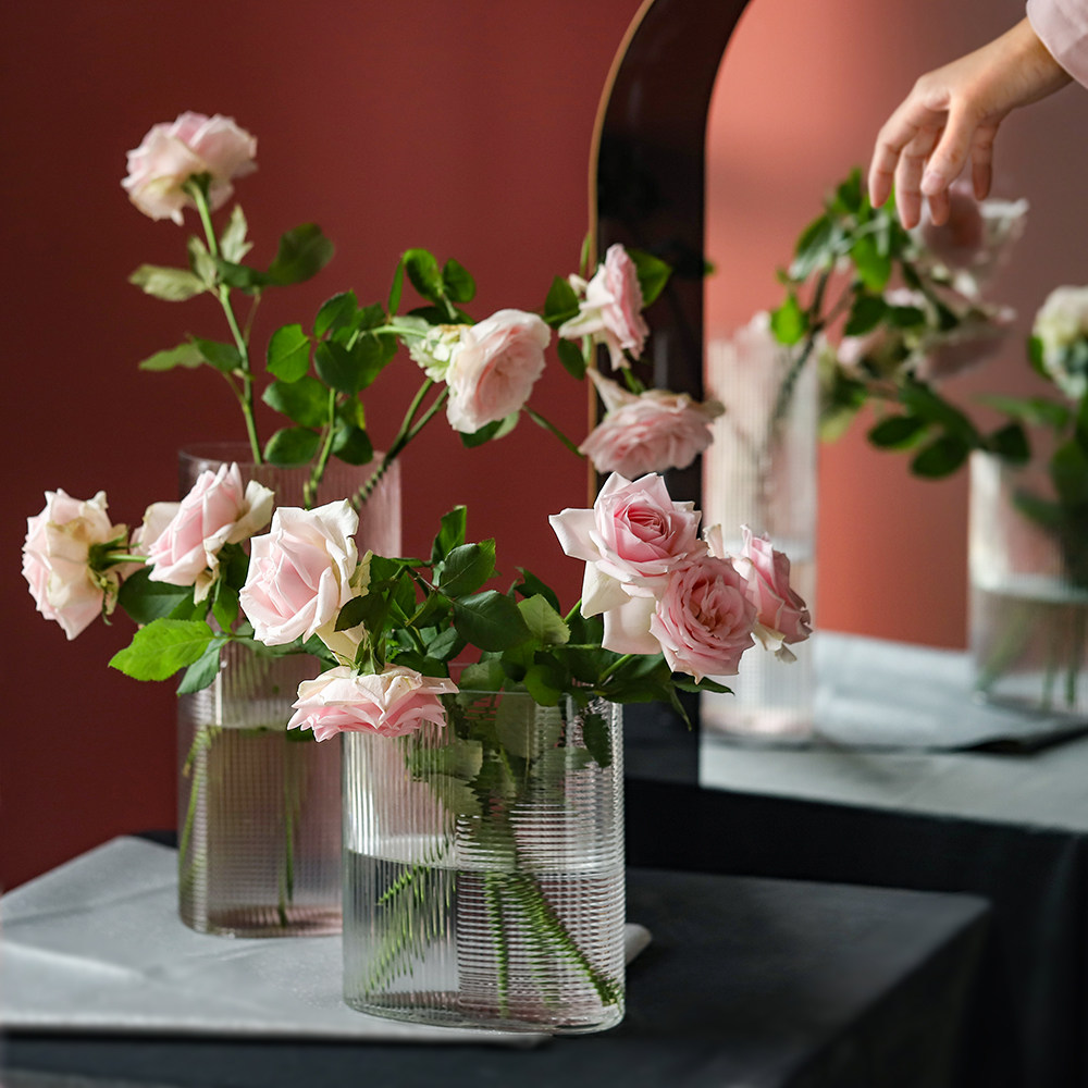 ins建筑三角形玻璃花瓶样板客厅插花花花家居花瓶