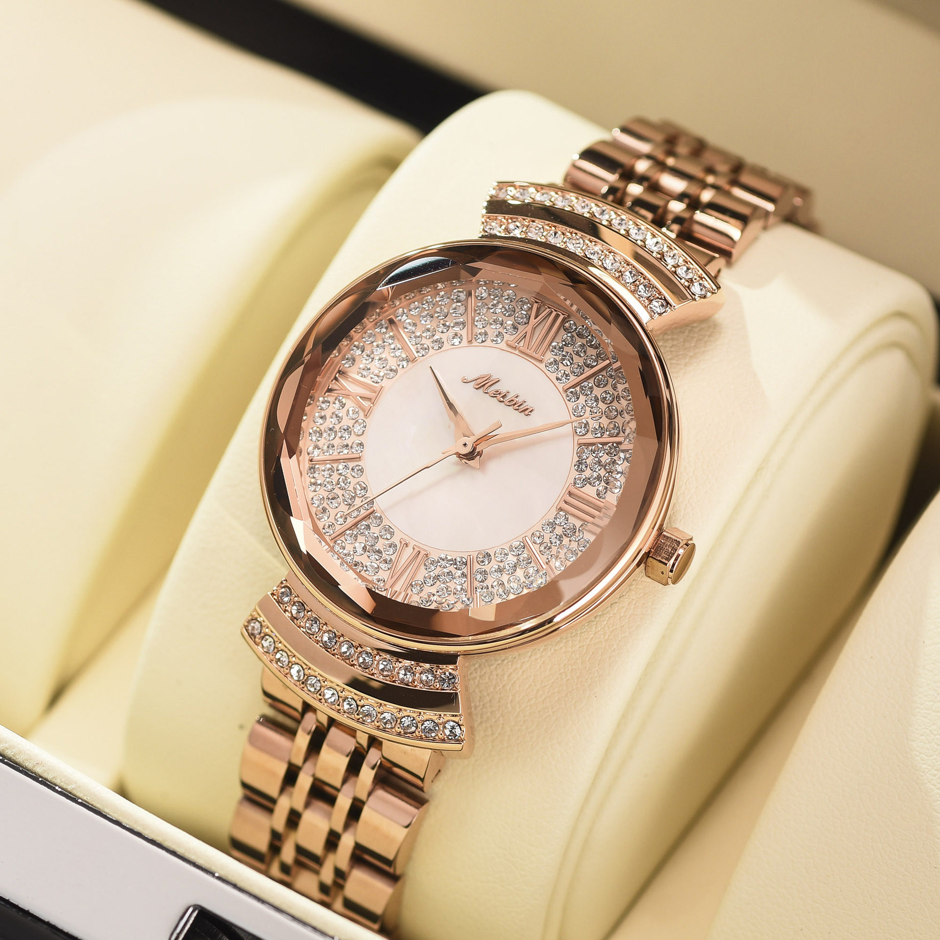 直播同款正品手表女美meibin钢带石英表ins小众国产腕表