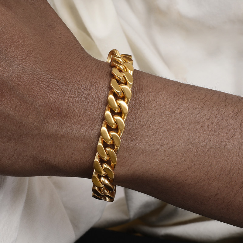 grgr18k金色古巴手链男女嘻哈情侣款同款欧美手链