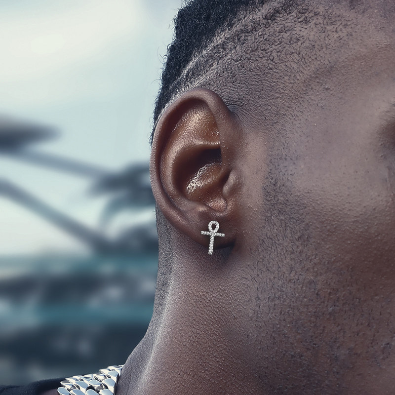 s925纯银ankhearring安可十字架耳钉男女嘻哈耳饰耳钉