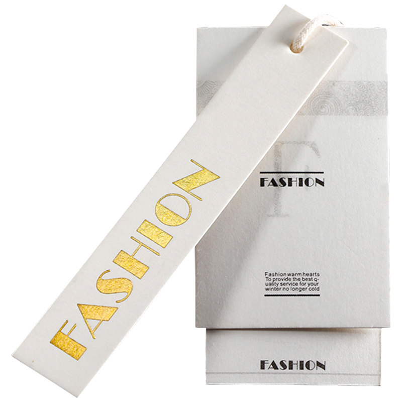本白卡艺艺术现货服装吊牌特殊烫金工艺女装吊牌