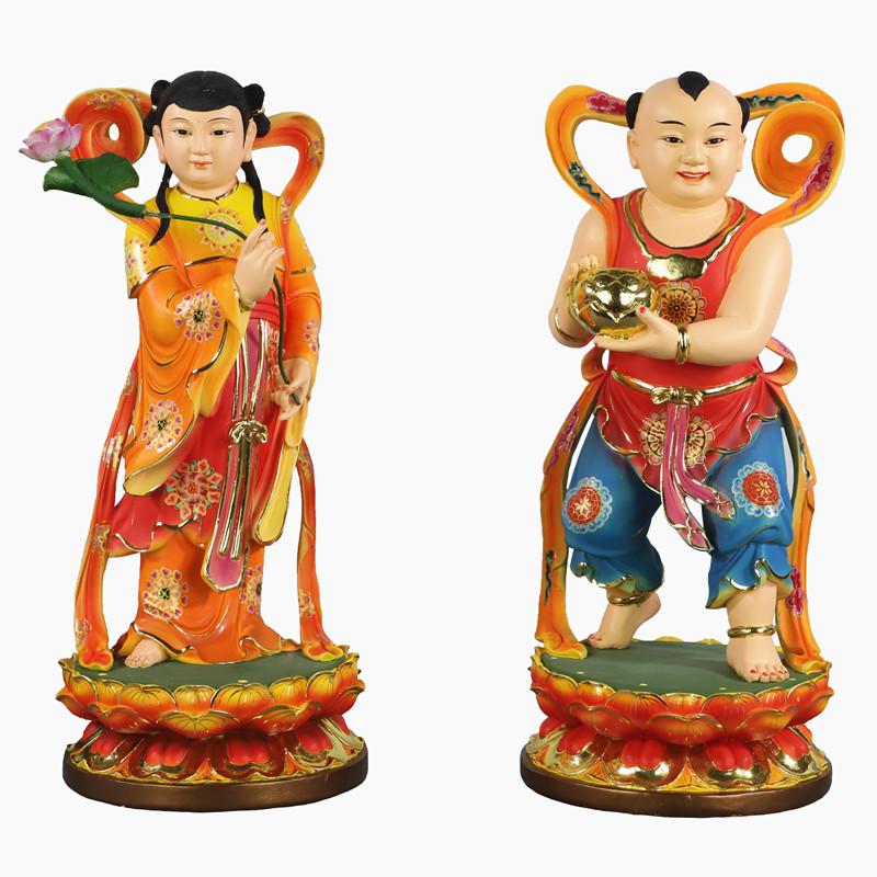 多款敦煌善财金童玉女观世音左右护法招财童子童男童女装饰摆件