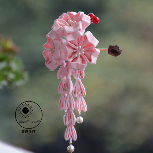 细工夏夏手日式古典汉服头饰和风布花花魁包邮发饰