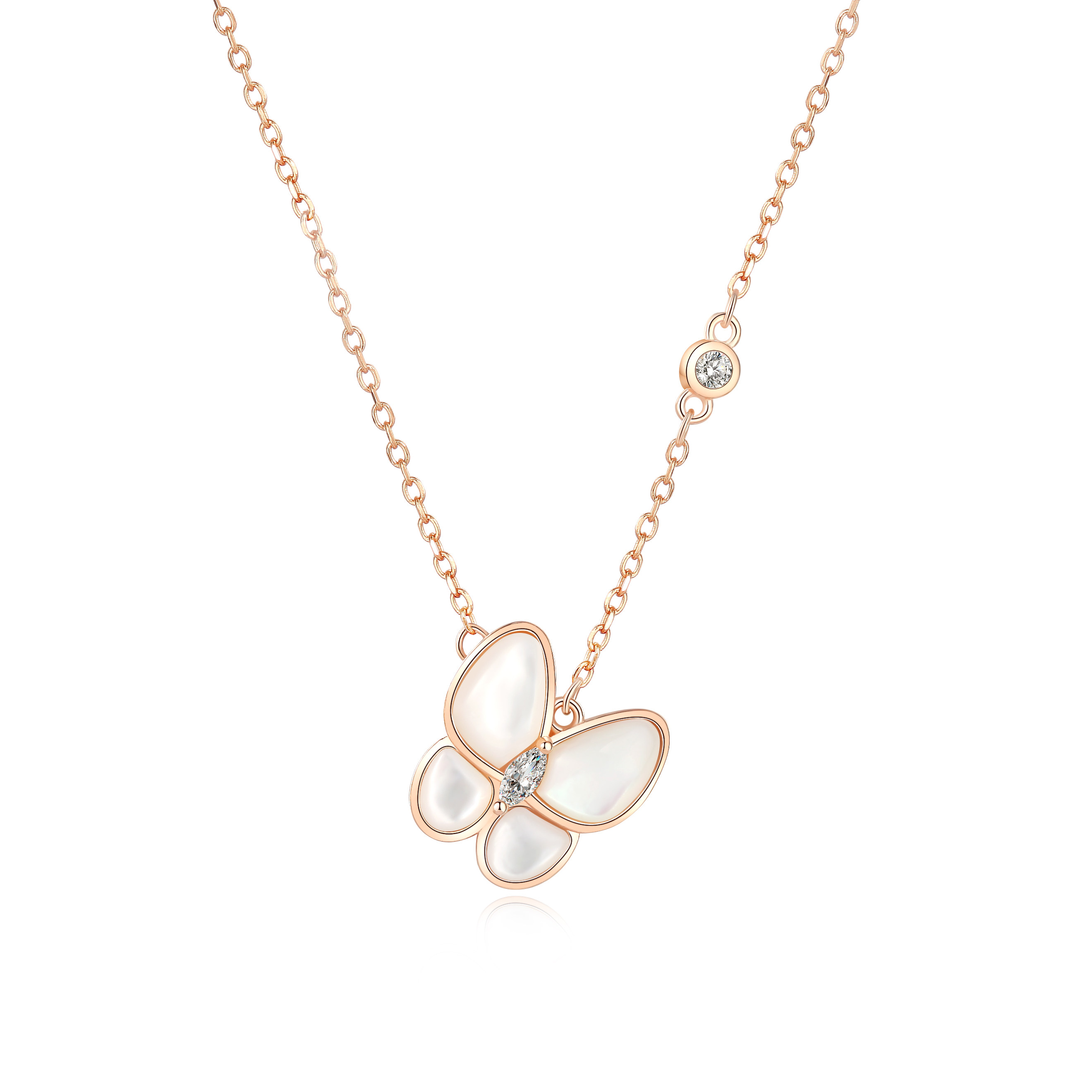 shixian流行小众气质锁骨网红贝母银白纯银项链项链