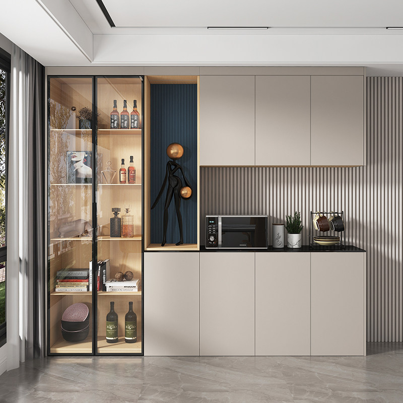 餐厅现代简约餐边柜窄轻奢高档酒柜原创见光板设计支持定制环保板材