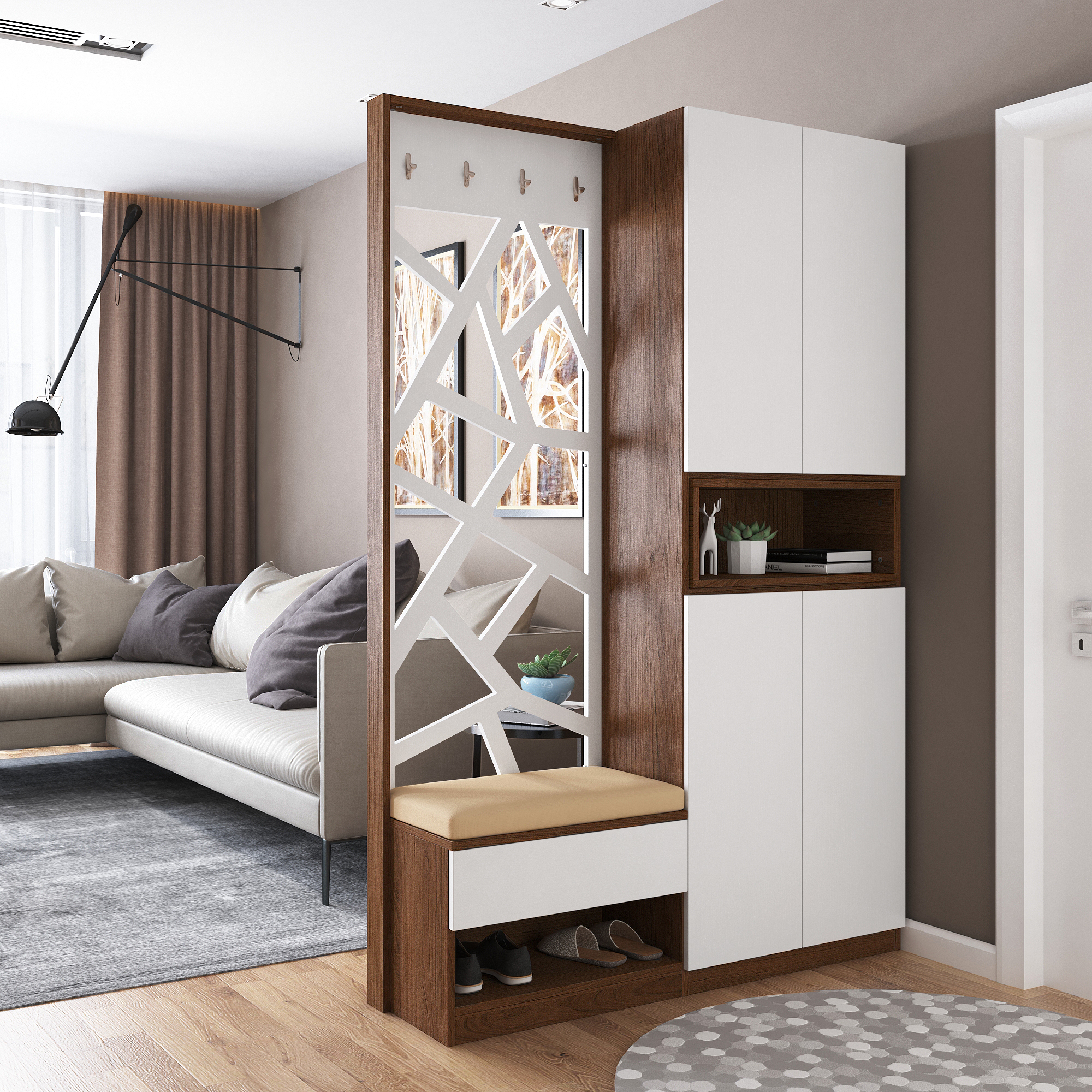 进门鞋柜一体可坐玄关隔断客厅屏风家用门口门厅