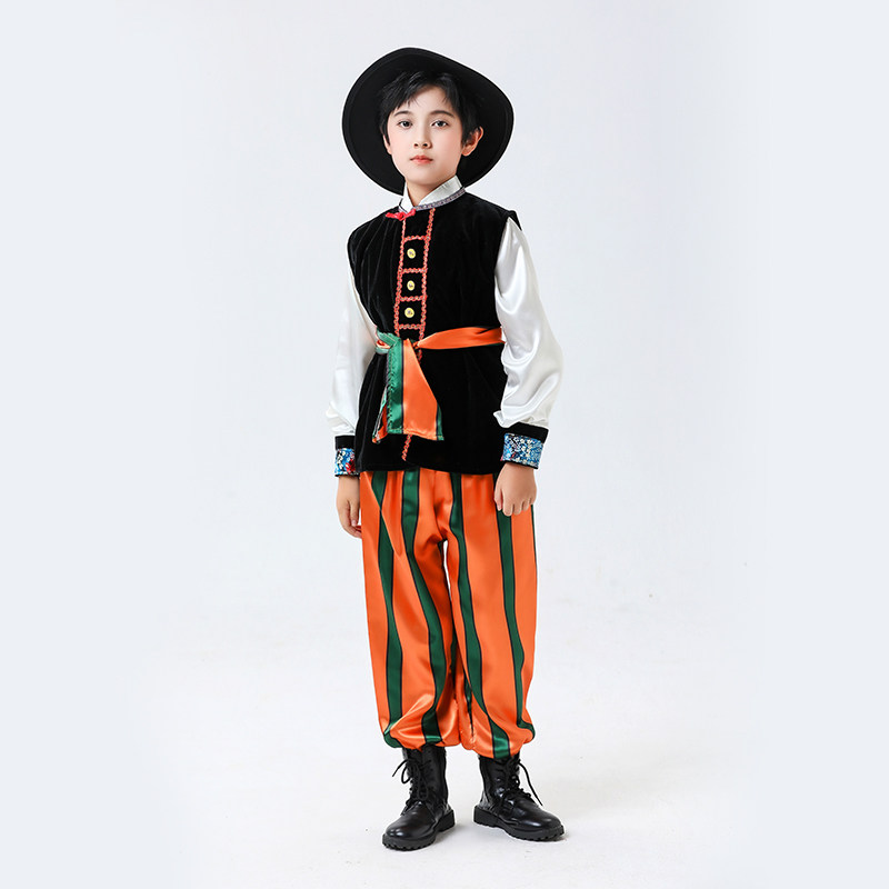 儿童瑞典民族国外荷兰特色民族服装北欧传统瑞士儿童演出服