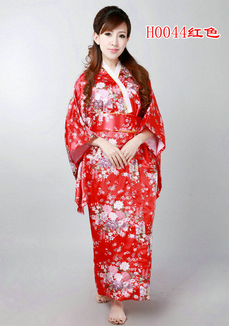 日本和服正装性感和服套装樱花和服舞台表演服装丝绸和服cospaly