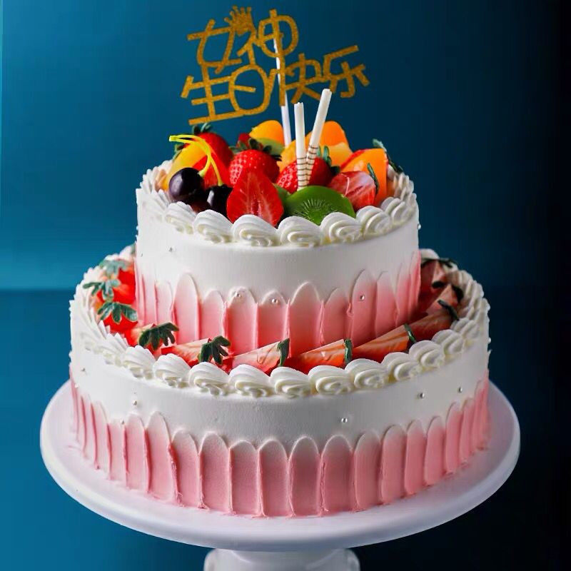 上海生日蛋糕新鲜水果双层草莓蓝莓芒果黄桃同城新鲜生日蛋糕
