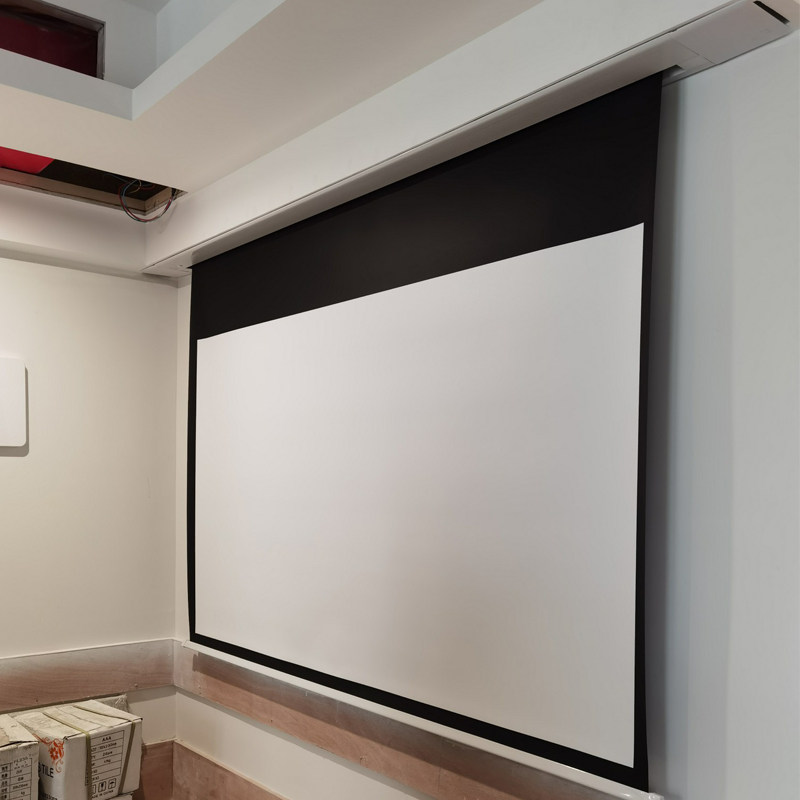 嵌入式投影幕布天花家用吸顶电动遥控幕布