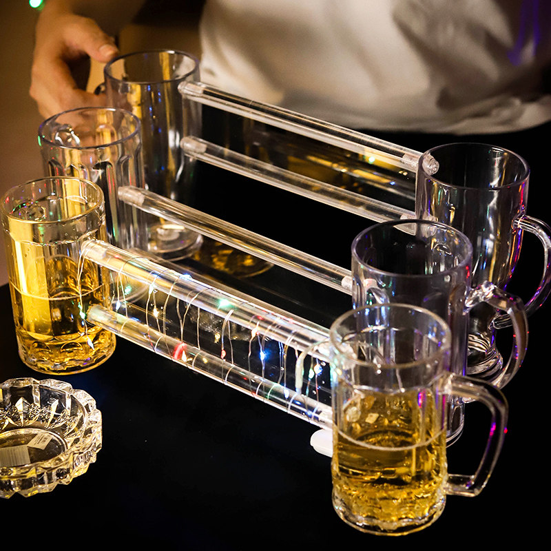 同归于尽啤酒杯扎啤杯塑料同生共死网红酒吧ktv兄弟双人啤酒杯