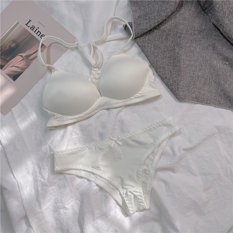 舒适少女白色文胸光面美背内衣上托睡眠胸罩文胸