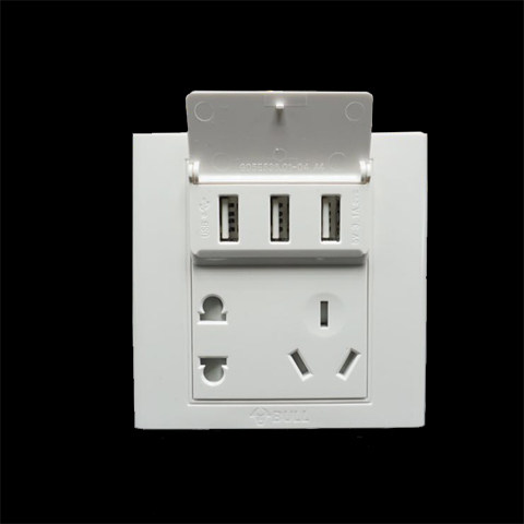 公牛快速三口31a插座usb五孔开关插座墙壁家用电源插座