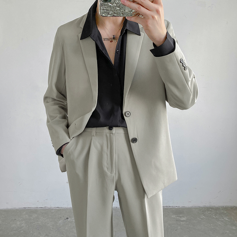 ZPZ轻熟风单西上衣韩版宽松休闲西服 男士春秋季潮流帅气西装外套