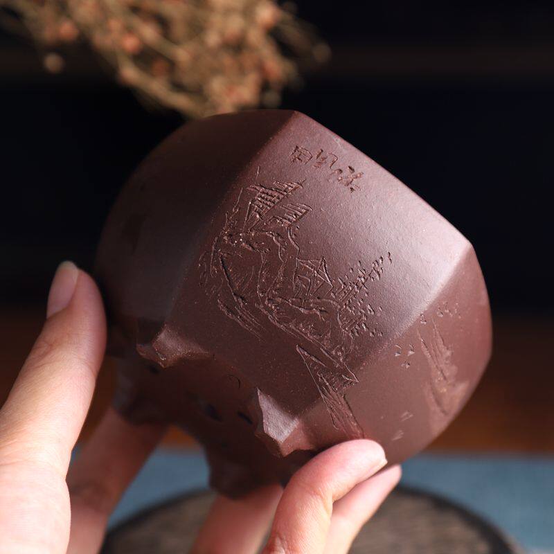 六方精品紫砂小花花盆苏兵底盘花盆