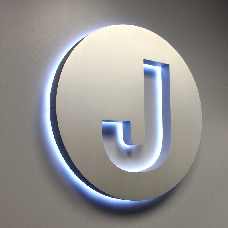 圆形发光logo定制形象墙带灯标识背发光标志形象招牌led发光字