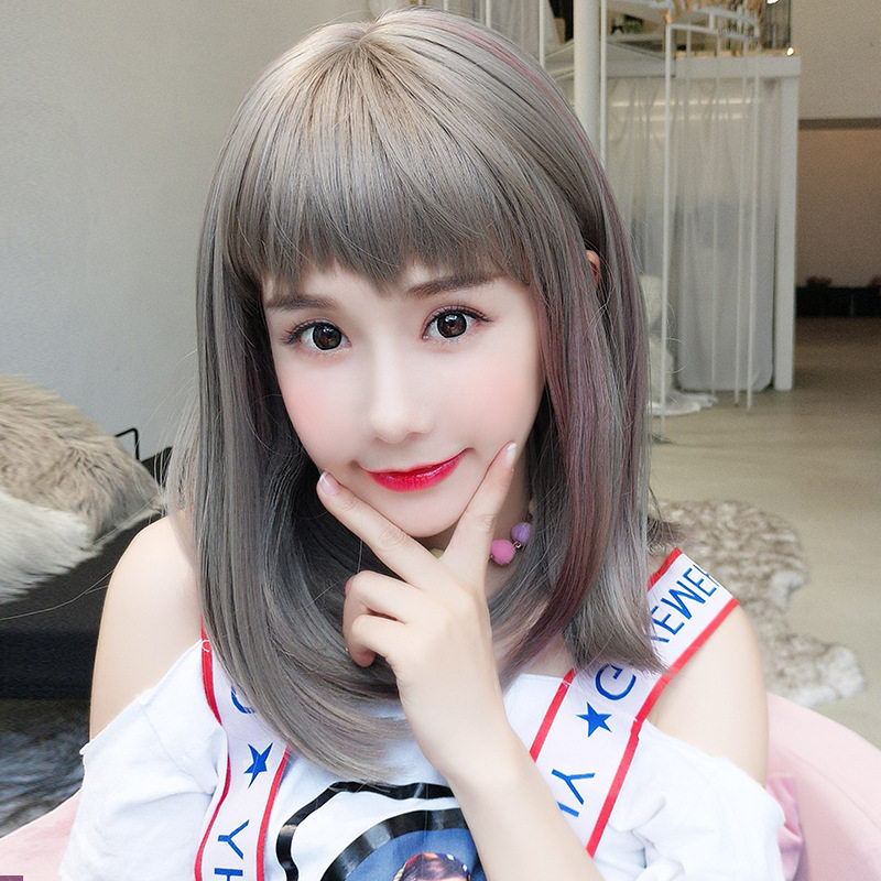 玫瑰女士黛秀假发狗啃刘海锁骨中长发套网红日常整顶假发