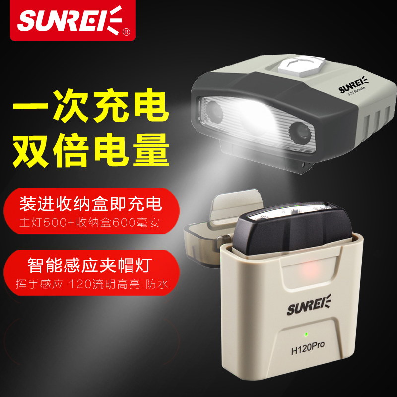 山力士户外强光充电感应夜钓超亮帽夹灯钓鱼专用夹帽灯头戴式头灯