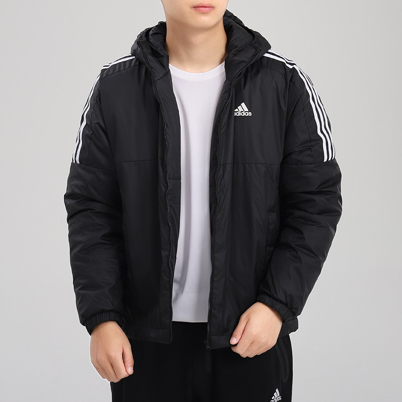 阿迪达斯男装2022春季新款运动服外套保暖训练连帽运动棉衣