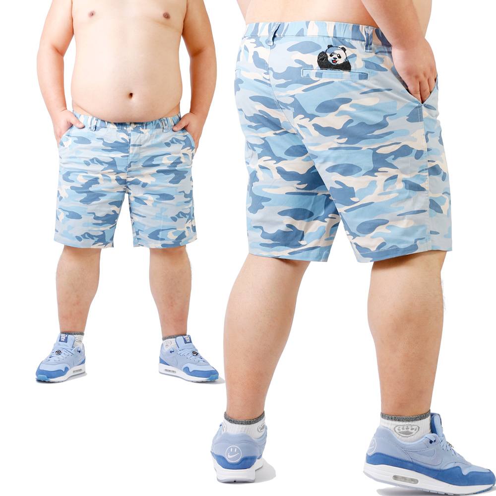 为熊设计迷彩大熊猫刺绣纯棉梭织休闲运动高品质熊爪加大码短裤衩