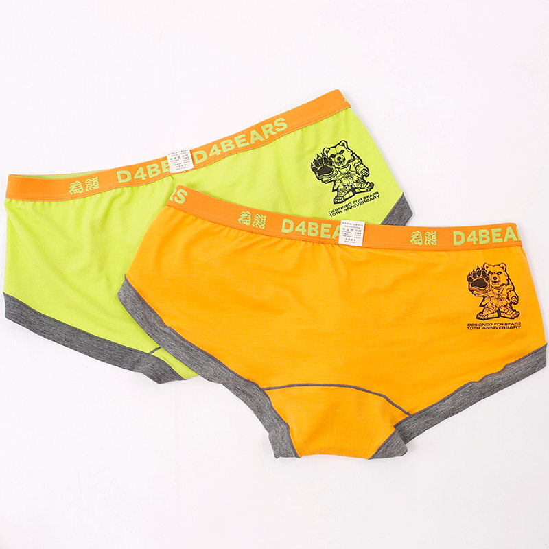 为熊设计纯棉大码男士熊爪凸撞色机器胖熊印花男三角内裤