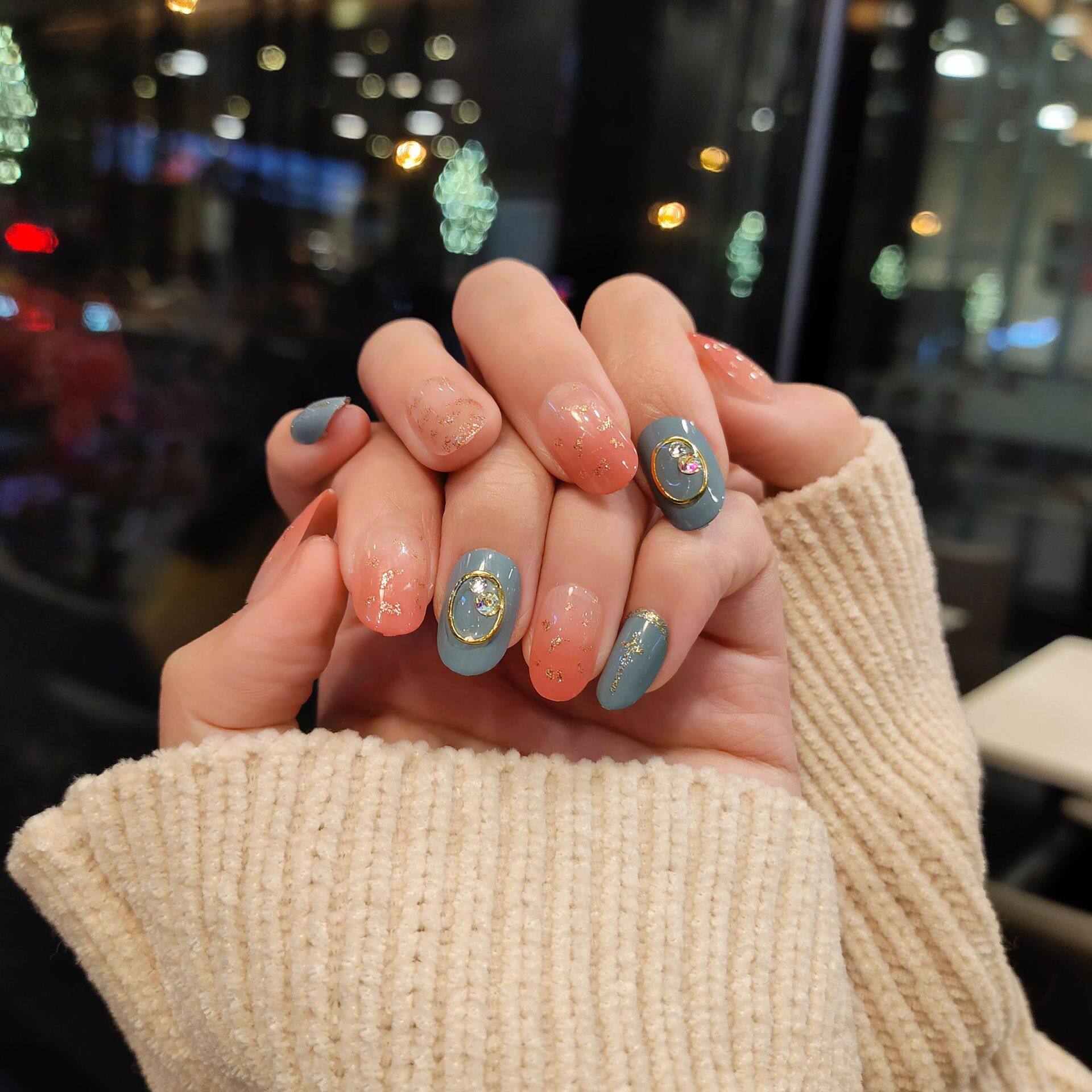 美甲成品网红指尖穿戴可拆卸指甲贴片防水反复美甲工具