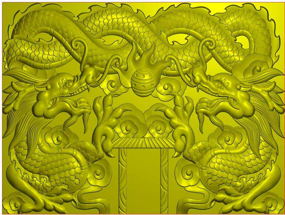 双龙精雕戏珠碑头浮雕石碑龙头jdp石材雕刻设计素材