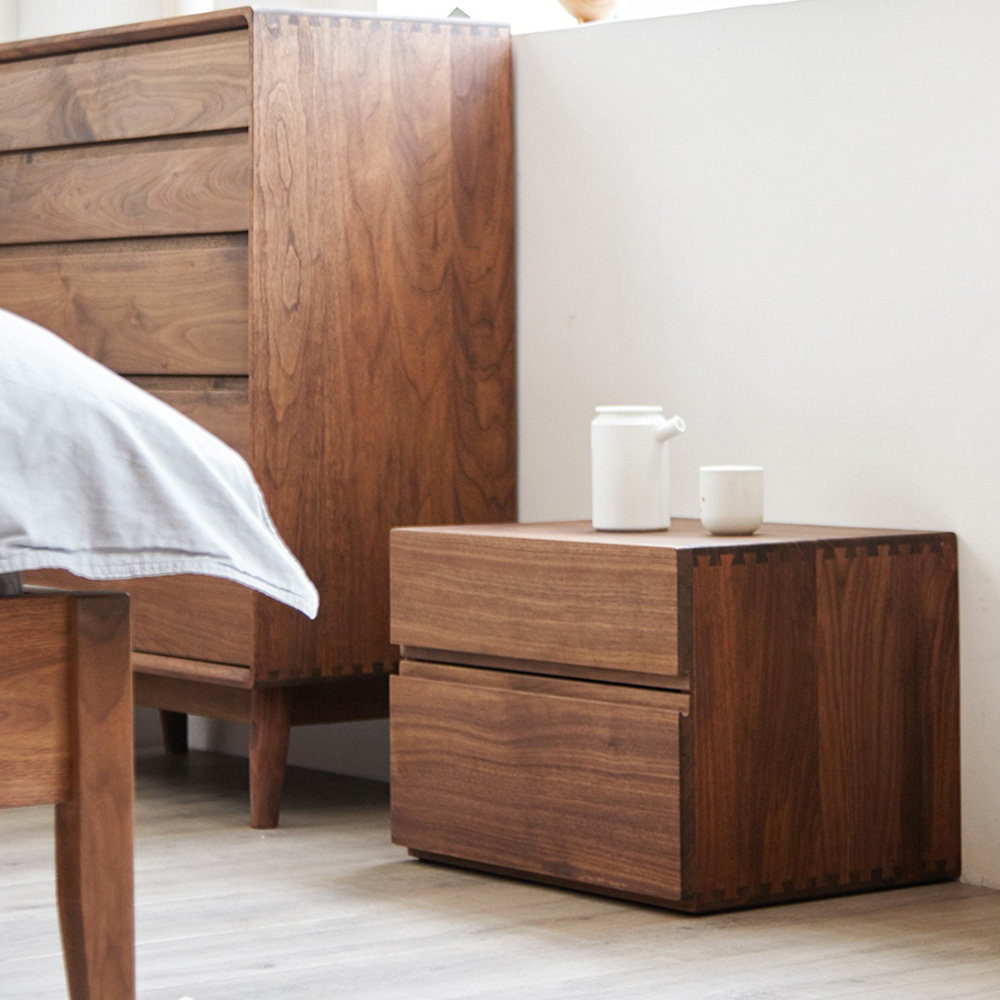 及木家具日式原木简约设计榉木樱桃桃木胡桃床头柜