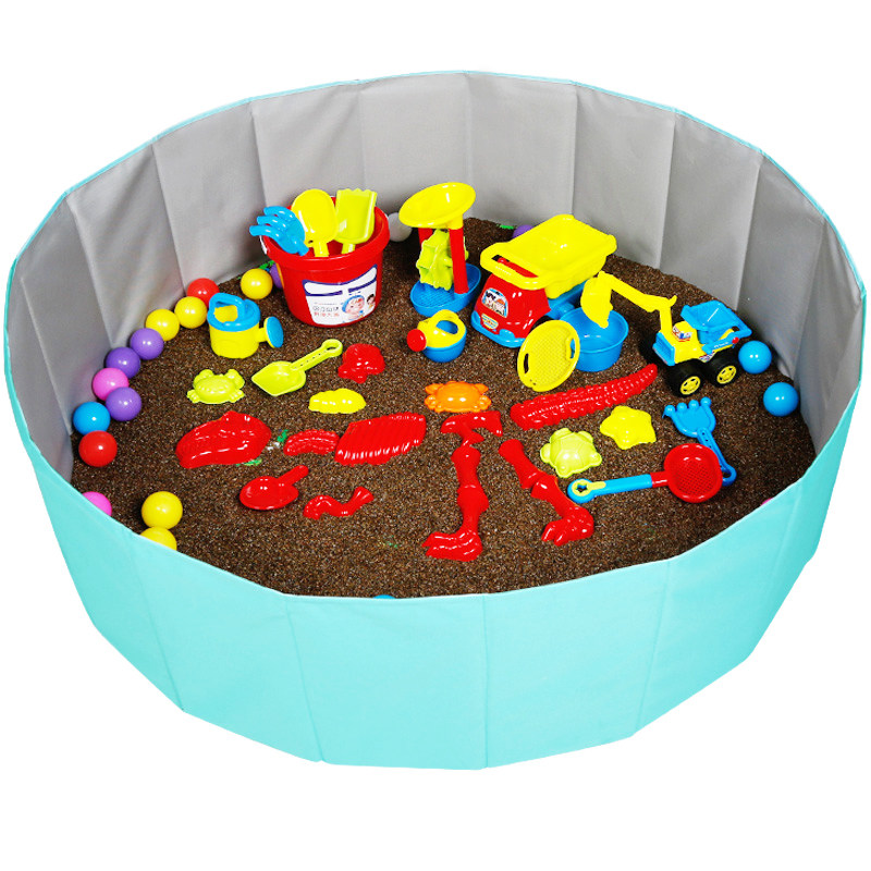 儿童决明子玩具沙池套装宝宝玩沙子家用室内围栏沙滩玩具池沙池组
