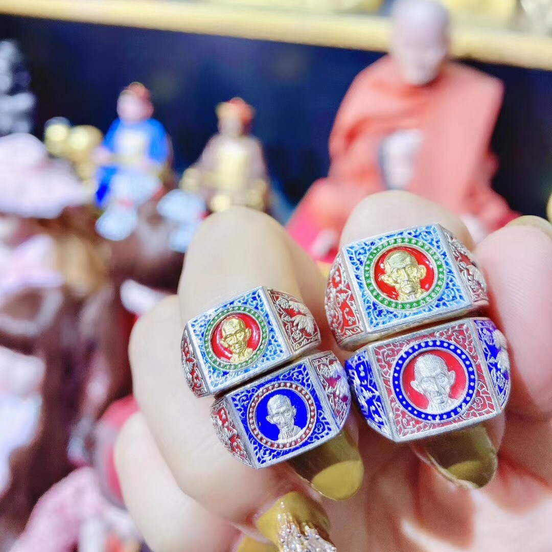 泰国佛牌真品龙婆瑞自身纯银戒指招财转运泰国特色