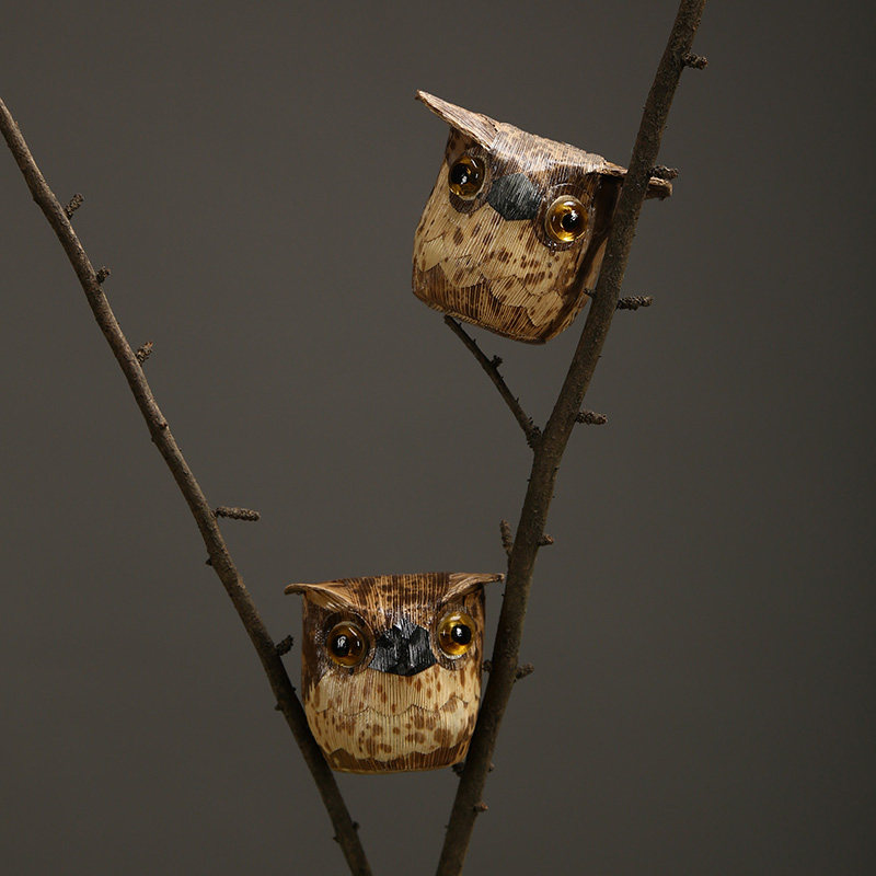 手工民间工艺鸳鸯笋壳笋皮编制制作竹编鸭子茶宠竹编