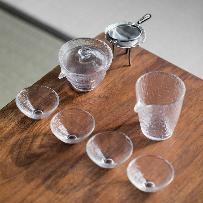 茶具锤纹玻璃套装装玻璃提梁烧水壶盖碗茶公道杯茶整套茶具