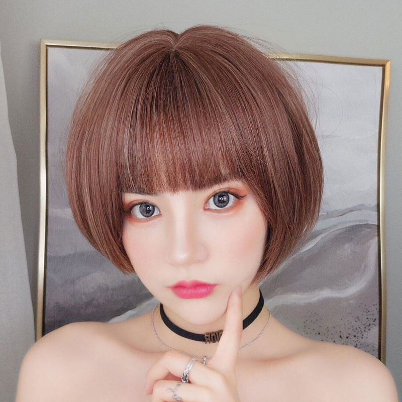 假发短发网红时尚波波圆脸修脸自然蓬松bobo日常整顶假发