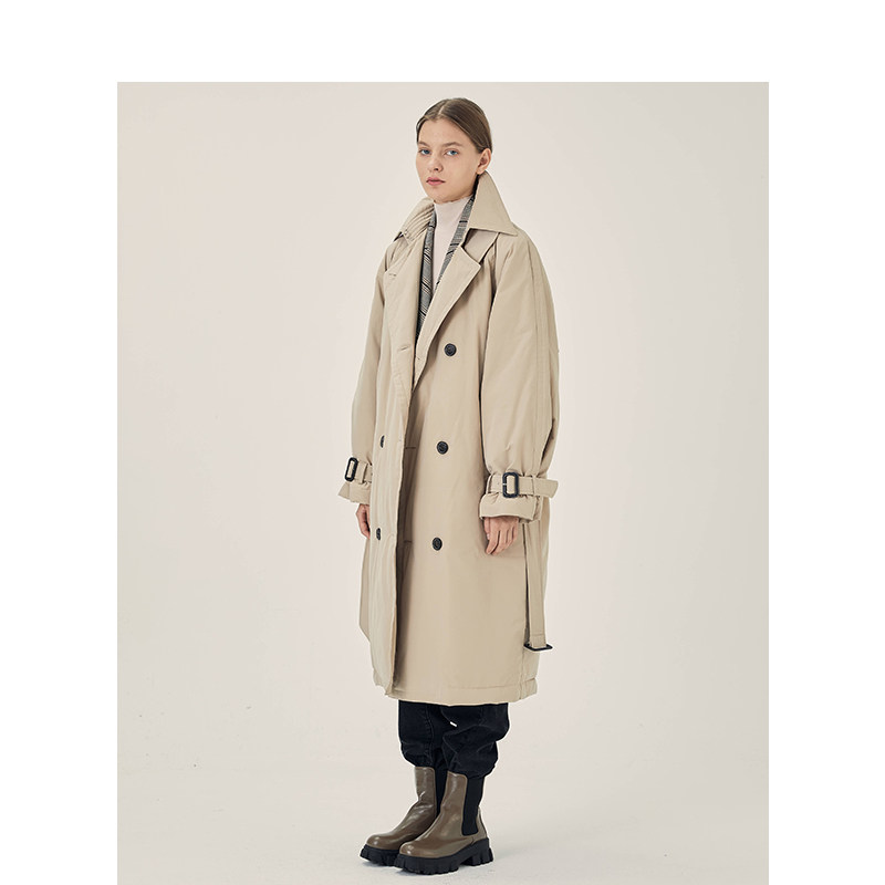 basichouse百家好2021冬新款加厚风衣外套