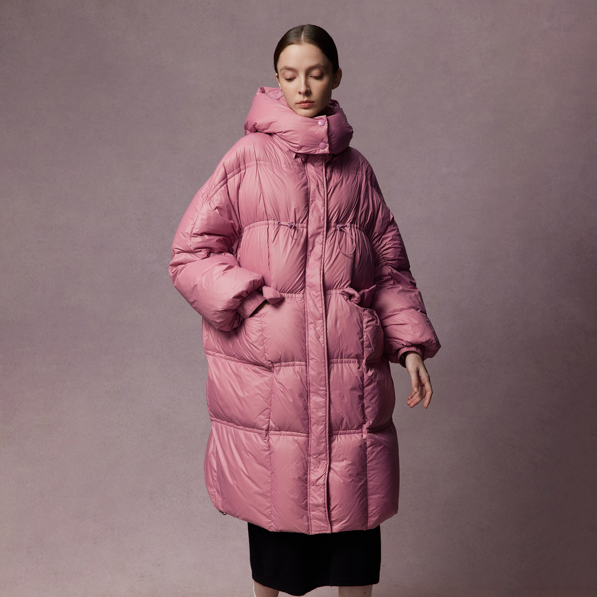 basichouse百家好加厚面包鸭绒外套2022冬季连帽羽绒服