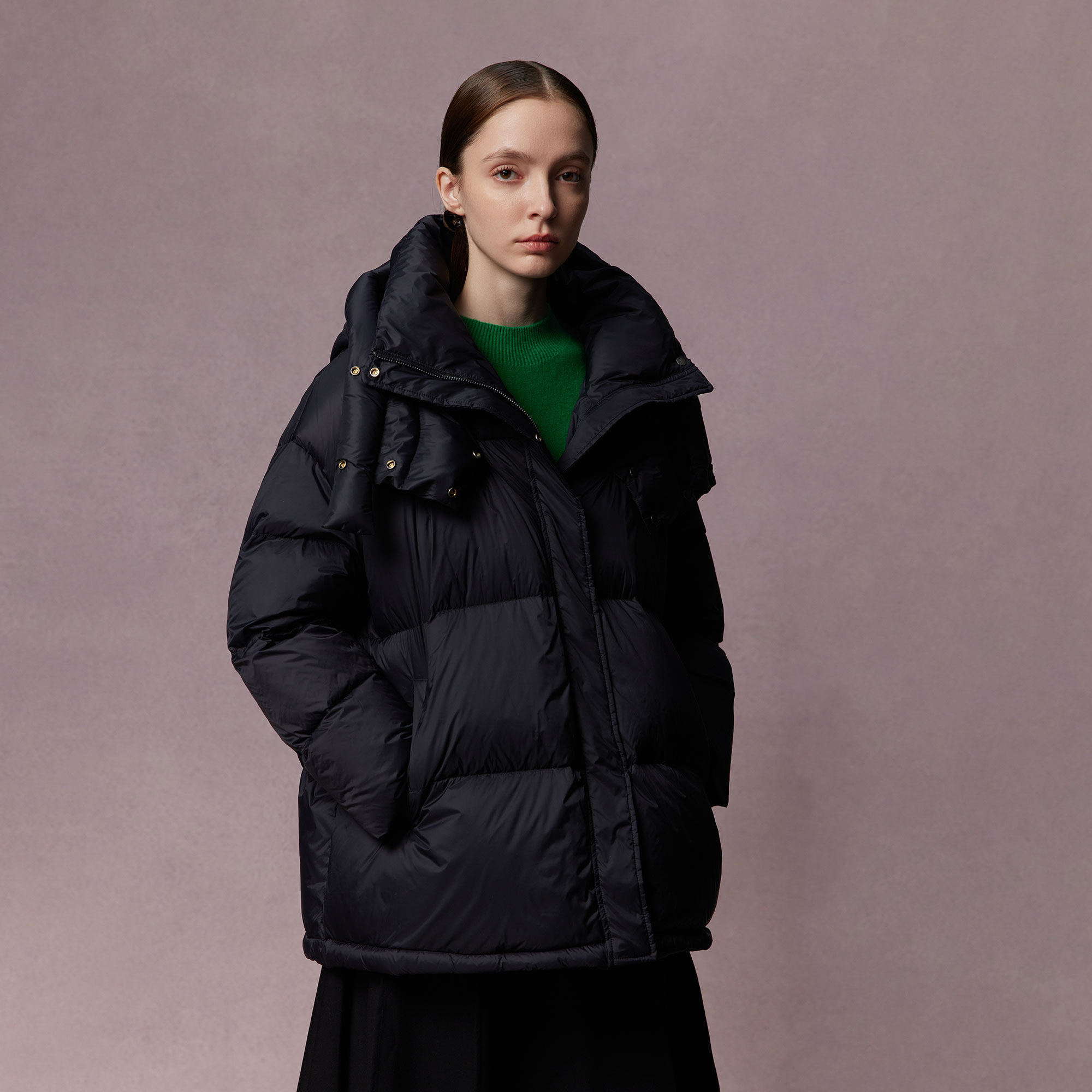 basichouse百家好外套2022冬季新款黑色时尚保暖羽绒服