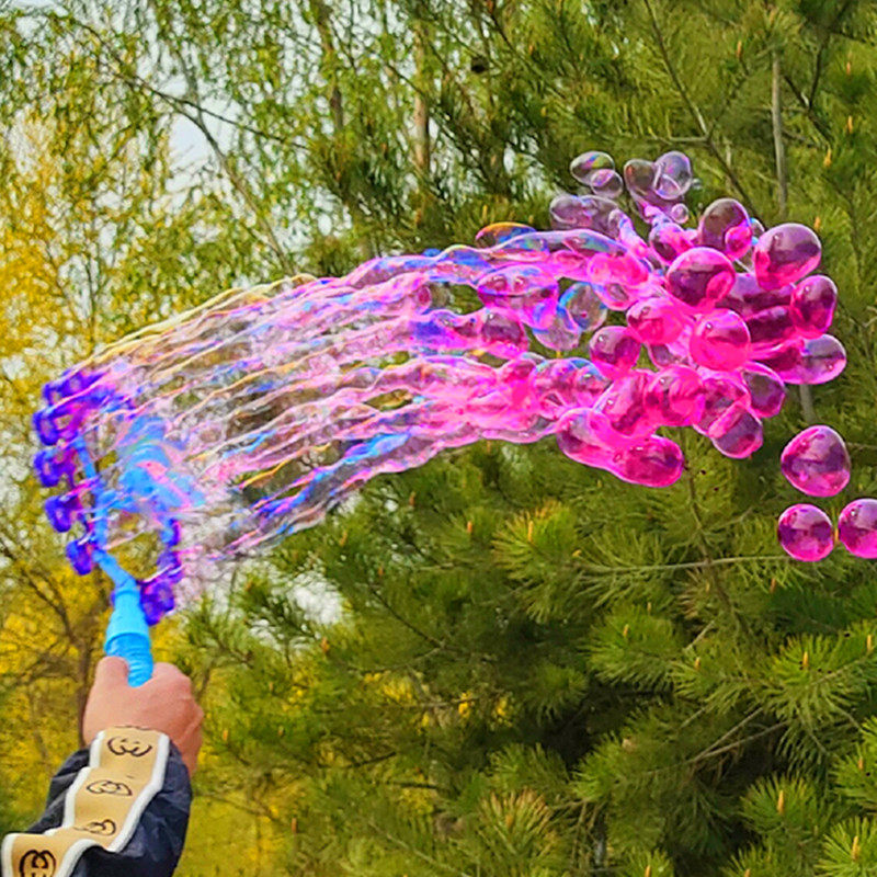 泡泡紫色彩色粉色红粉水晶吹泡八孔泡泡机加特林吹泡泡