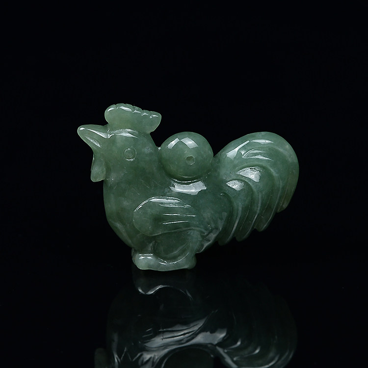 天然翡翠立体玉鸡吊坠缅甸玉石十二生肖小鸡挂件男女颈饰