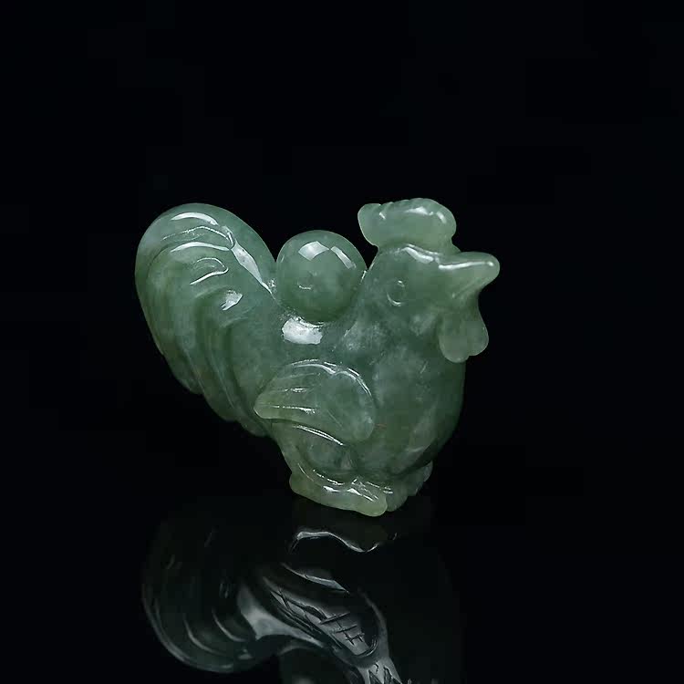 天然翡翠立体玉鸡吊坠缅甸玉石十二生肖小鸡挂件男女颈饰