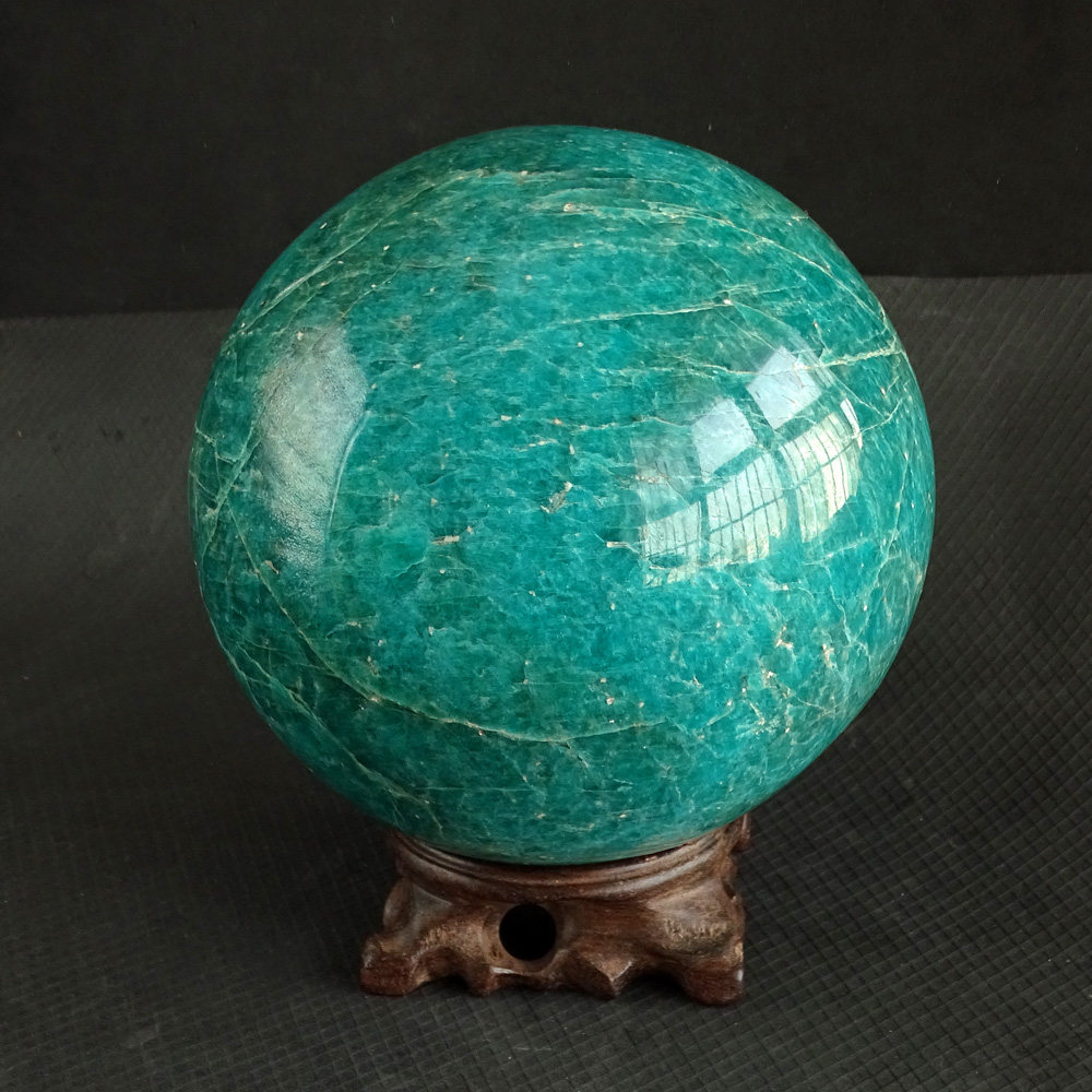 水玉冰魄天然天河石原石摆件水晶球家居亚马逊石鲜绿鲜绿摆件