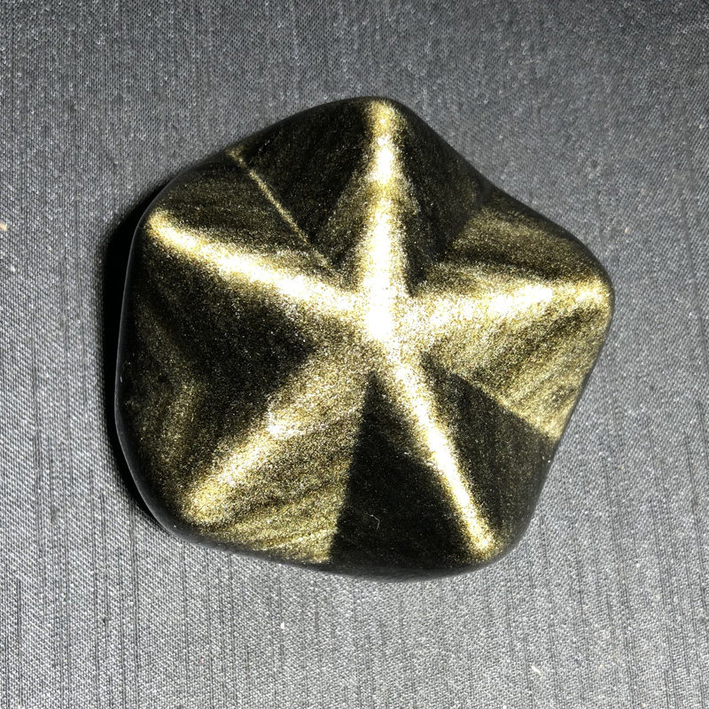 水玉冰魄天然金曜石星星手把曜石金砂光五角五角星星形摆件