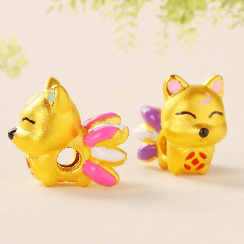 kaivy黄金3d金狐狸桃花运礼物越南沙金转运九尾狐手链