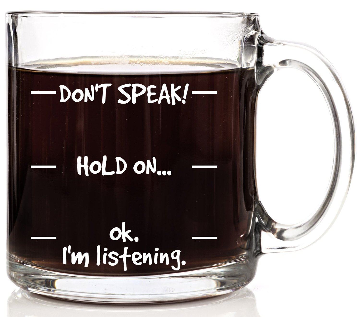 dontspeakholdon美国新款搞笑趣味玻璃杯咖啡玻璃杯