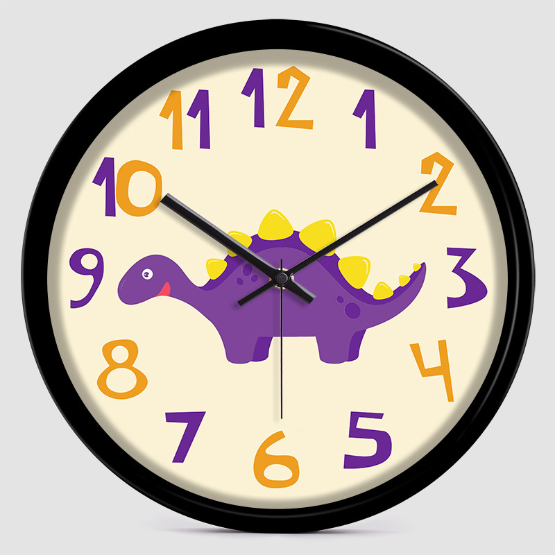 卡通可爱恐龙壁挂挂钟男孩女孩儿童幼儿园装饰个性挂钟