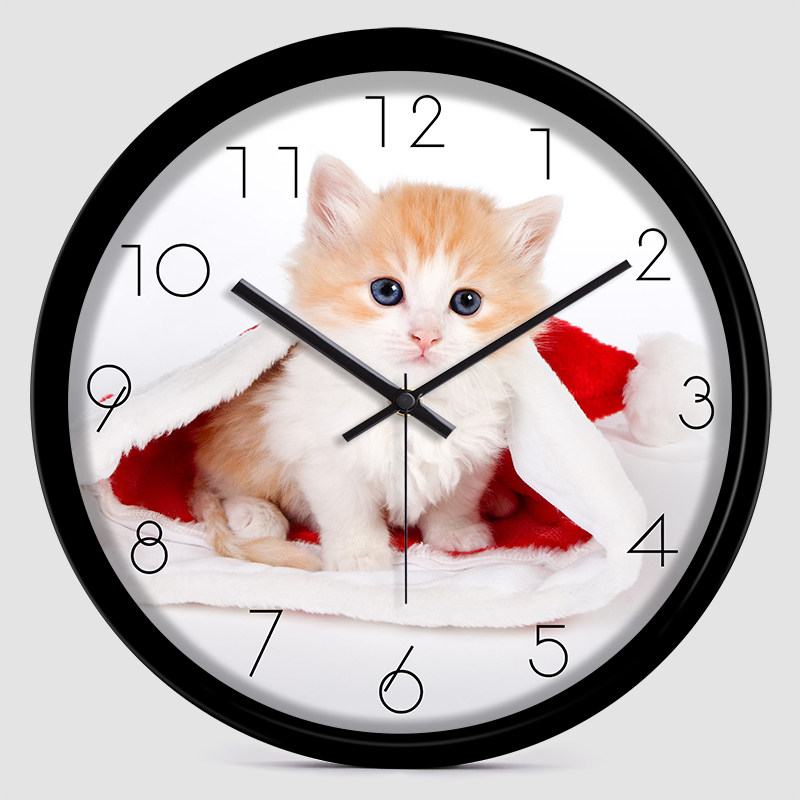 可爱爱小猫咪喵星人时钟表宠物客厅卧室书房挂钟